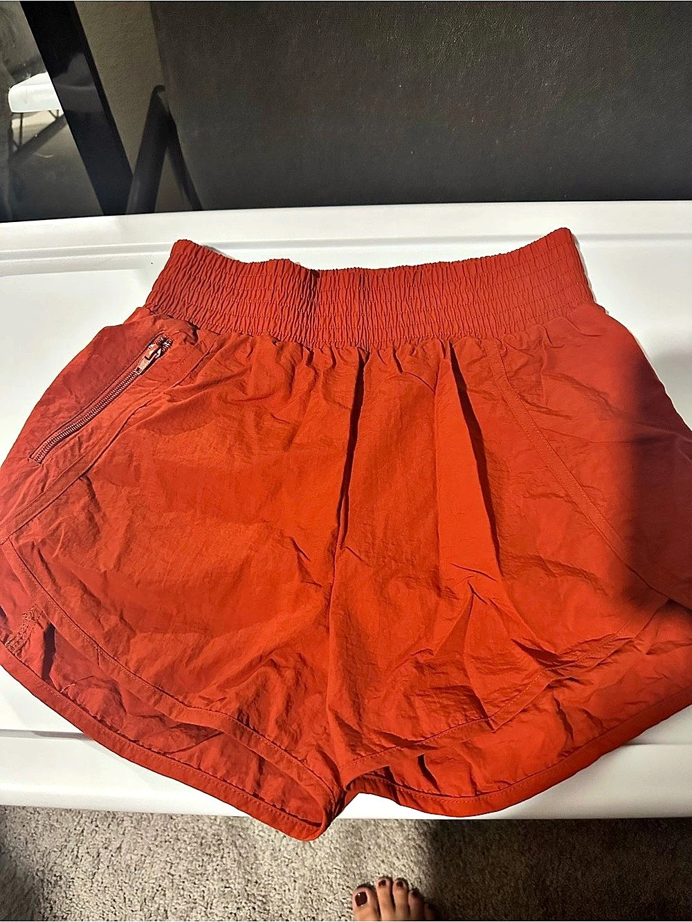 Zenana Women's Athletic Shorts in Orange Size Medium